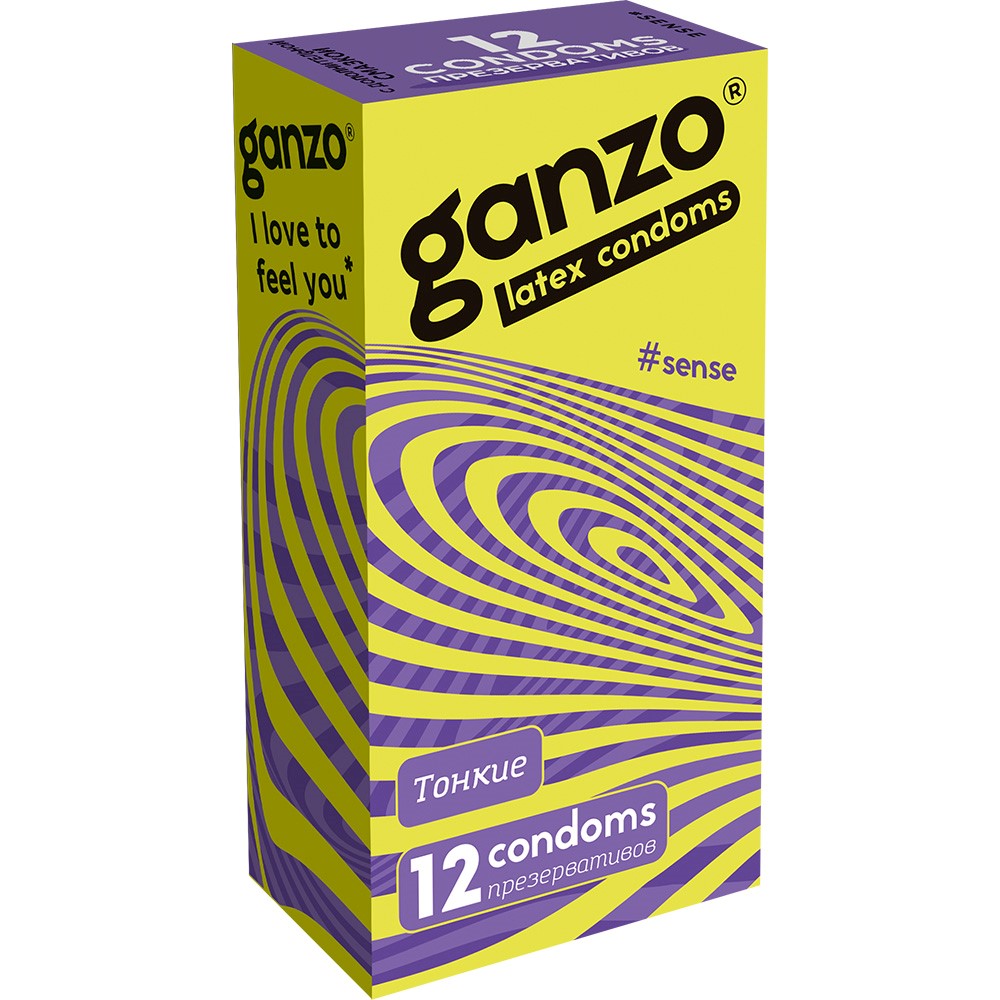 Ganzo Sense презервативы тонкие, 12 шт. тьма и больше ничего