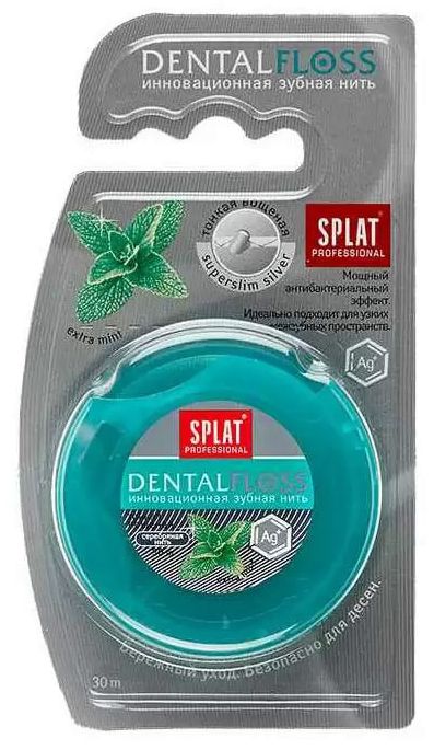 

Сплат Professional Dental Floss, ультратонкая зубная нить с волокнами серебра и мяты