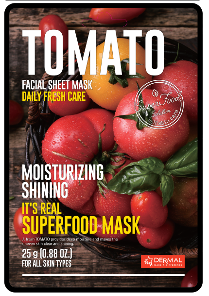 Dermal, маска для лица тканевая (с экстр томата) набор sadoer с витамином с тканевая маска для лица 25г и патчи вокруг глаз 80г 11шт