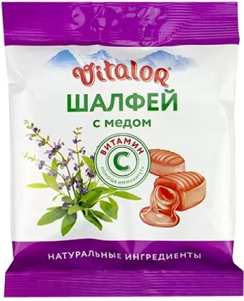 Виталор, карамель (шалфей, мед и витамин С), 60 г