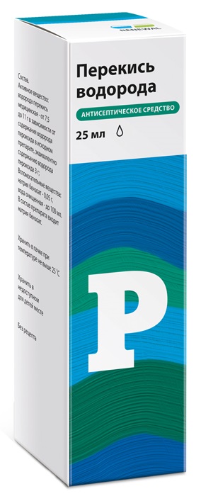 

Перекись водорода, раствор 3%, тюбик-капельница 25 мл
