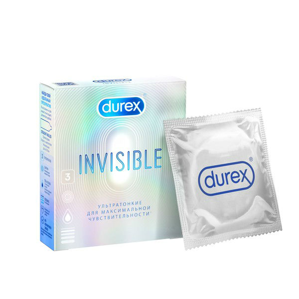 Презервативы Durex Invisible ультратонкие, 3 шт. презервативы из натурального латекса extra lube invisible durex дюрекс 3шт