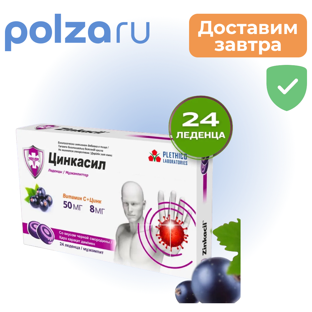 

Цинкасил леденцы (черная смородина), 24 шт.