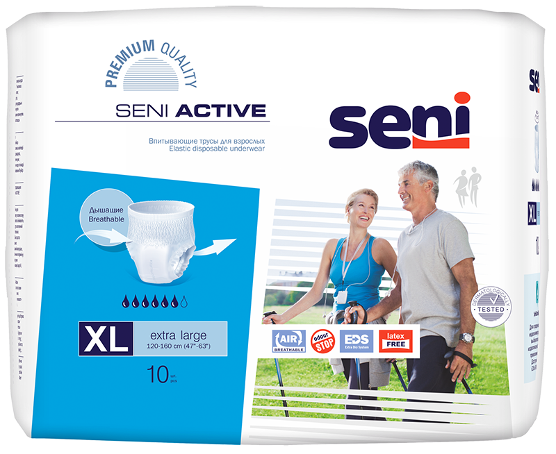 Seni Active, трусы впитывающие для взрослых (XL), 10 шт. мармеладные пастилки vitime мультивитамины для взрослых 15 шт