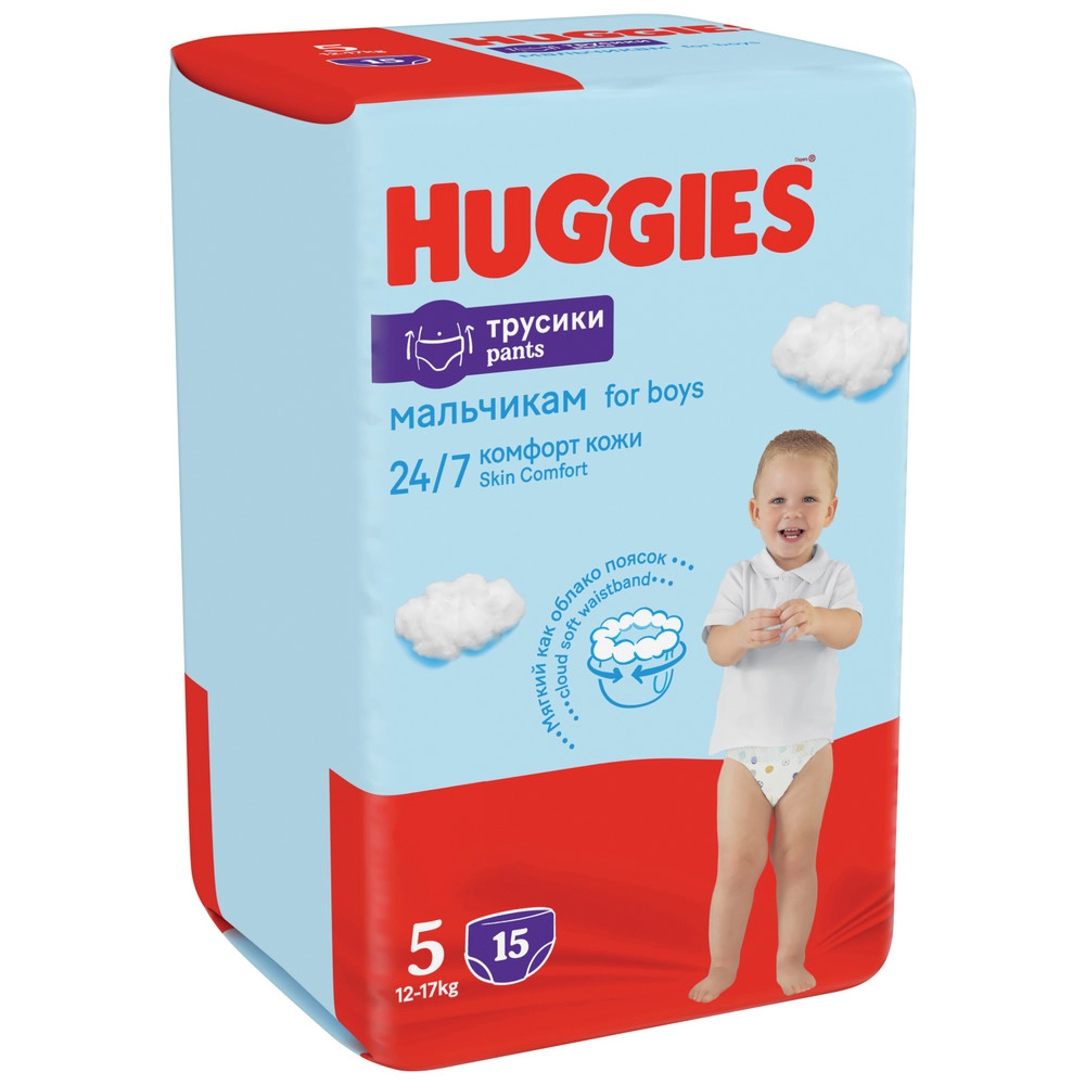 

Huggies, подгузники-трусики для мальчиков, 5 размер (13-17 кг), 15 шт.