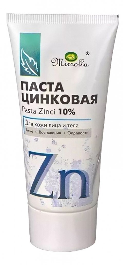 Mirrolla Паста цинковая 10%,  туба 40 мл, 1 шт. цинковая паста для наружного применения 25г