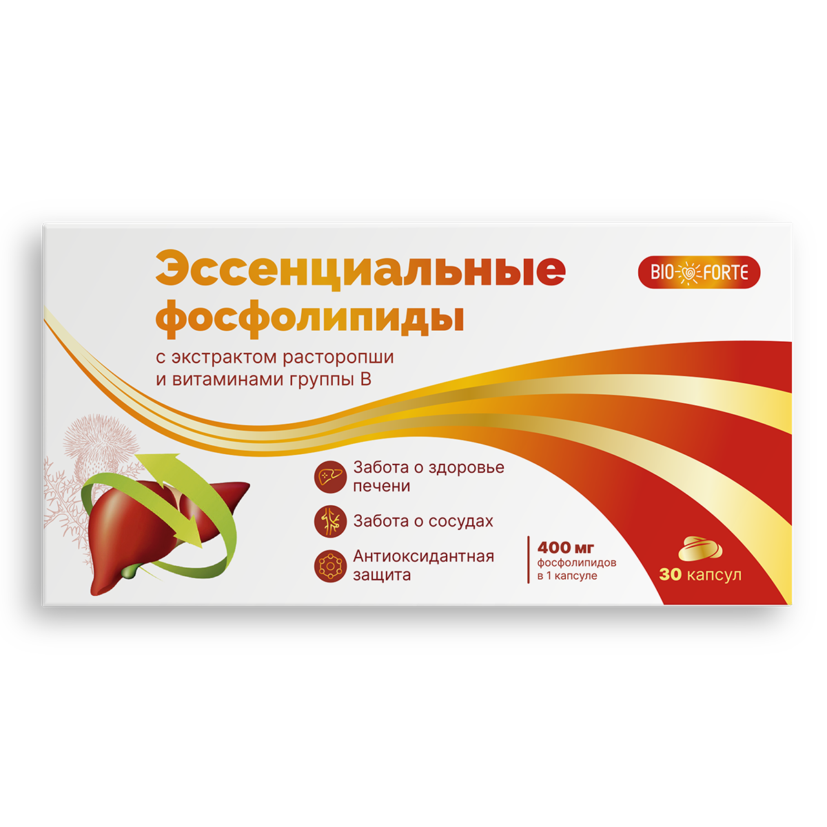 

Эссенциальные фосфолипиды BioForte, капсулы 1250 мг, 30 шт.