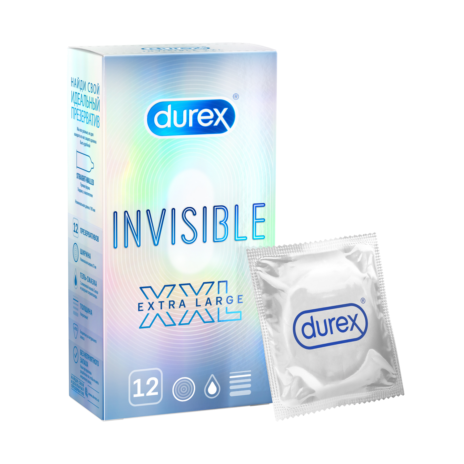 Durex Invisible XXL, презервативы, 12 шт. аптека презервативы дюрекс durex инвизибл ультратонкие n12