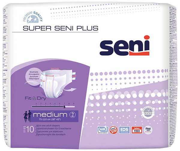 Seni Super Plus, подгузники для взрослых (M), 10 шт. seni супер подгузники для взрослых р m 10 шт