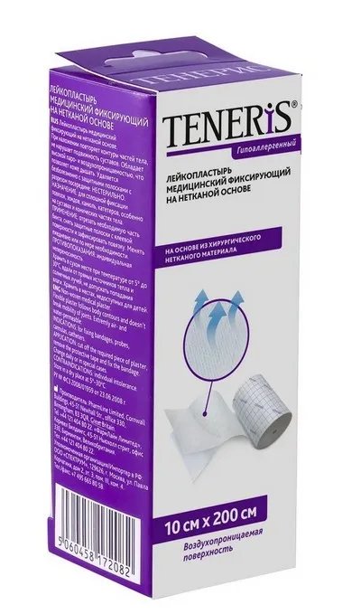 Teneris лейкопластырь-бинт T-adhesive фиксирующий нетканый пластырь на нетканой основе 10 См x2 м №1