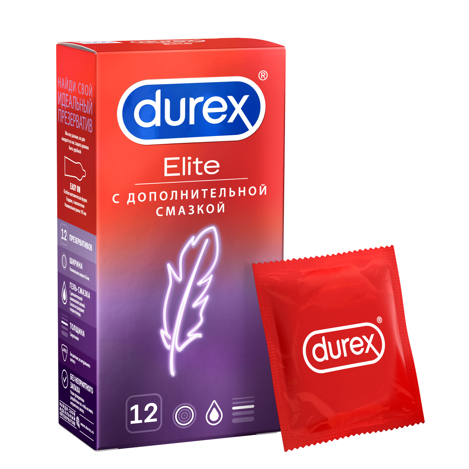Презервативы Durex Elite сверхтонкие, 12 шт. гель лубрикант durex perfect gliss 50 мл