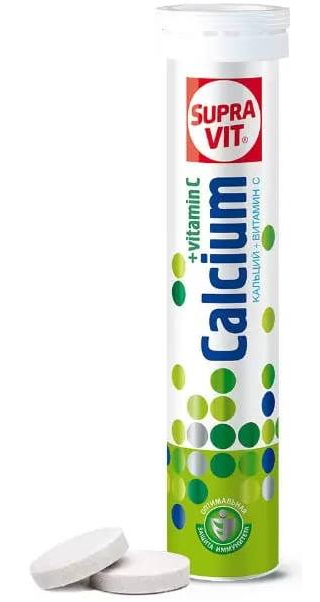 

Супра Вит Кальций + Витамин С, таблетки шипучие, 20 шт.