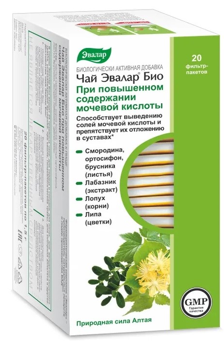Чай Эвалар Био, при повыш.содержании мочевой кислоты, фильтр-пакеты 1,5 г, 20 шт.