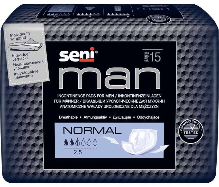 SENI MAN Вкладыши урологические Normal, 15 шт. прокладки магнит normal урологические 12 шт