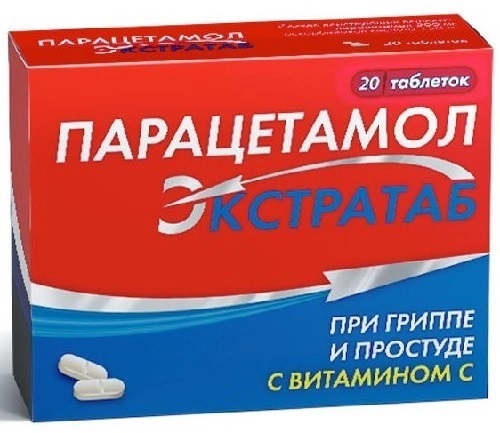 Парацетамол Экстратаб, таблетки, 500 мг + 150 мг,  20 шт.