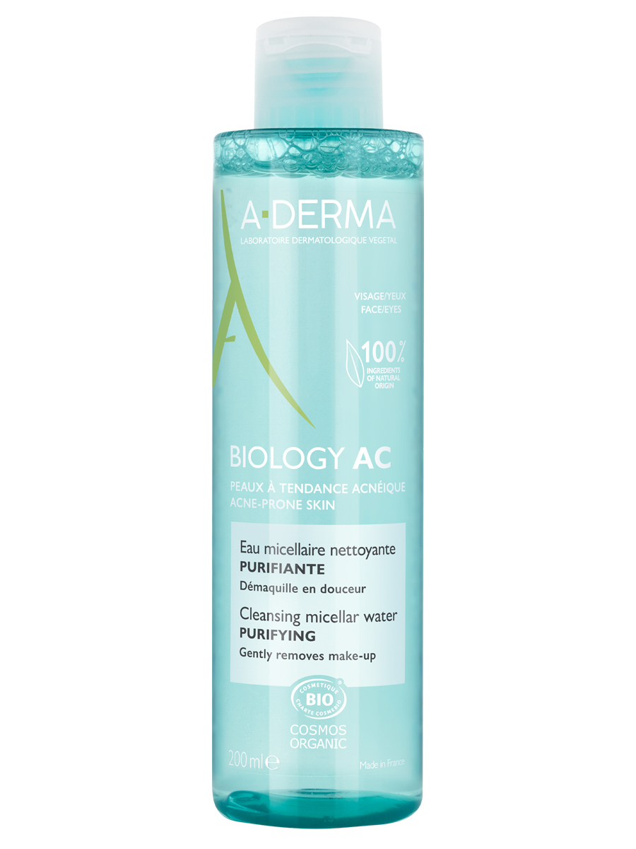 A-Derma Biology AC вода мицеллярная очищающая для проблемной кожи, 200 мл uriage очищающая мицеллярная вода для комбинированной и жирной кожи 500