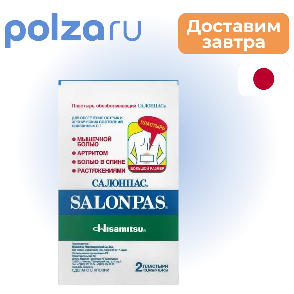 

Салонпас, пластырь обезболивающий 13 х 8.4 см, 2 шт.