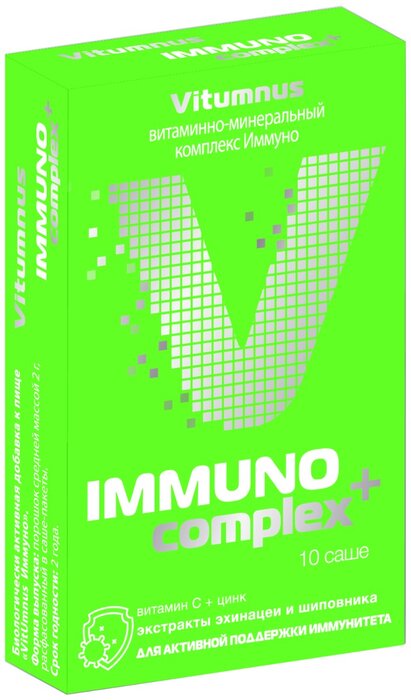 VitUmnus Комплекс для иммунитета порошок стики 10 шт Эхинацея, Шиповник, Витамин С и Цинк