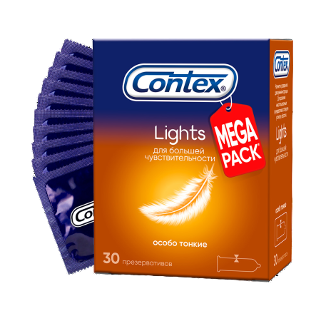Презервативы Contex Lights особо тонкие, 30 шт. хлебцы щедрые ржаные тонкие 170 гр