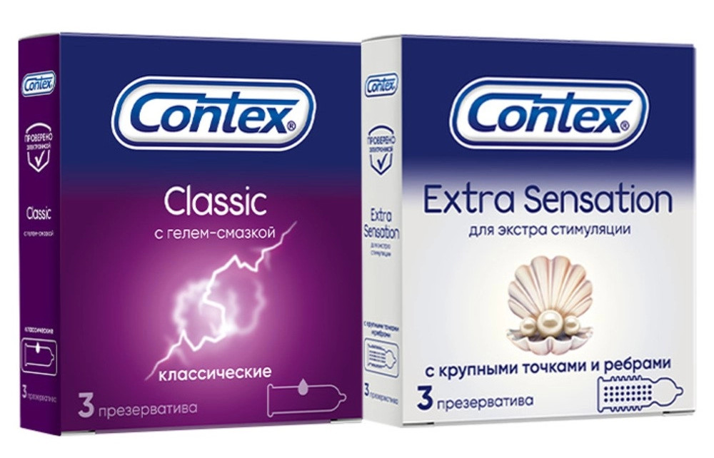Contex набор, Презервативы Classic 3 шт. + Extra Sensation 3 шт. contex extra large презервативы xxl 3 3 шт