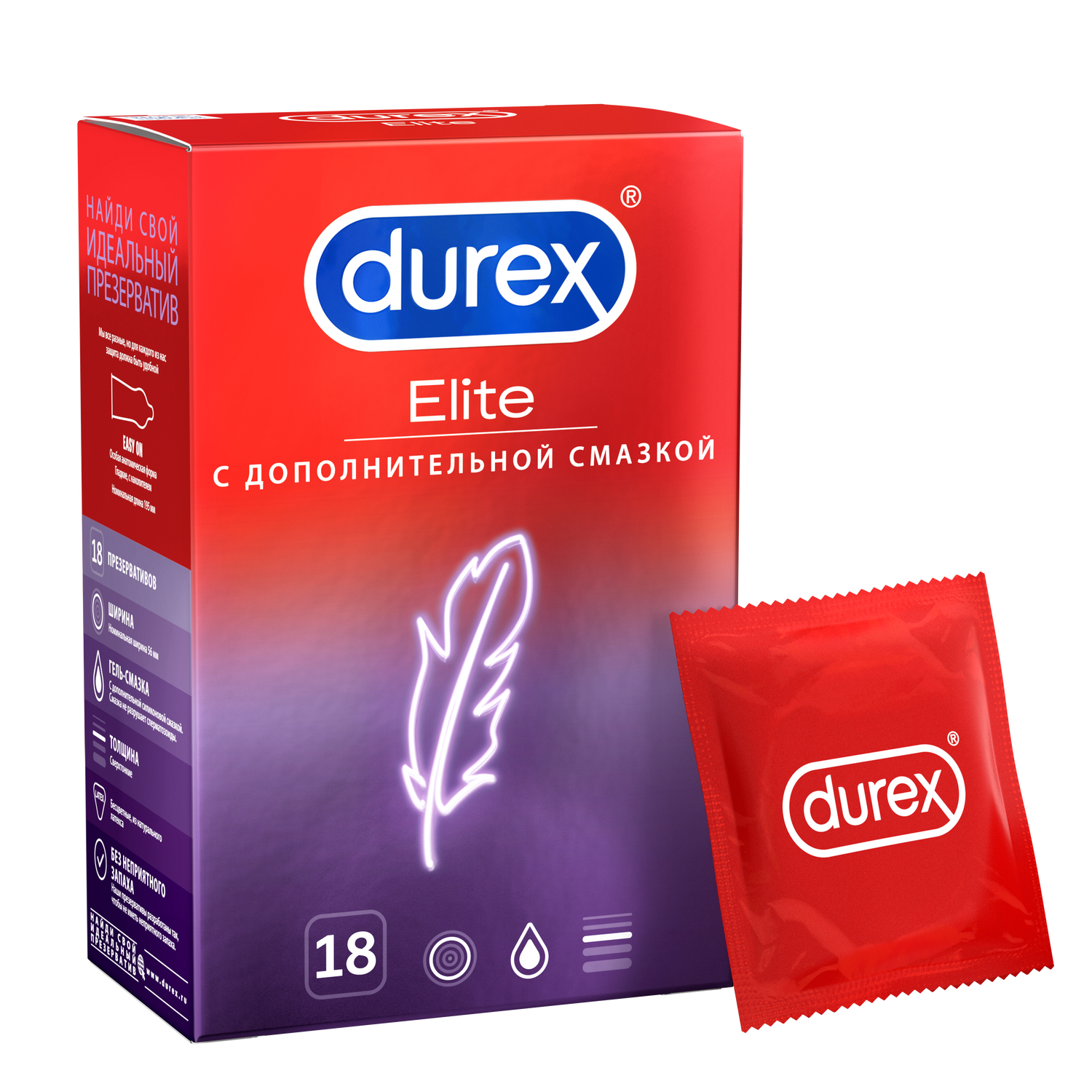 Durex Elite, презервативы сверхтонкие, 18 шт.