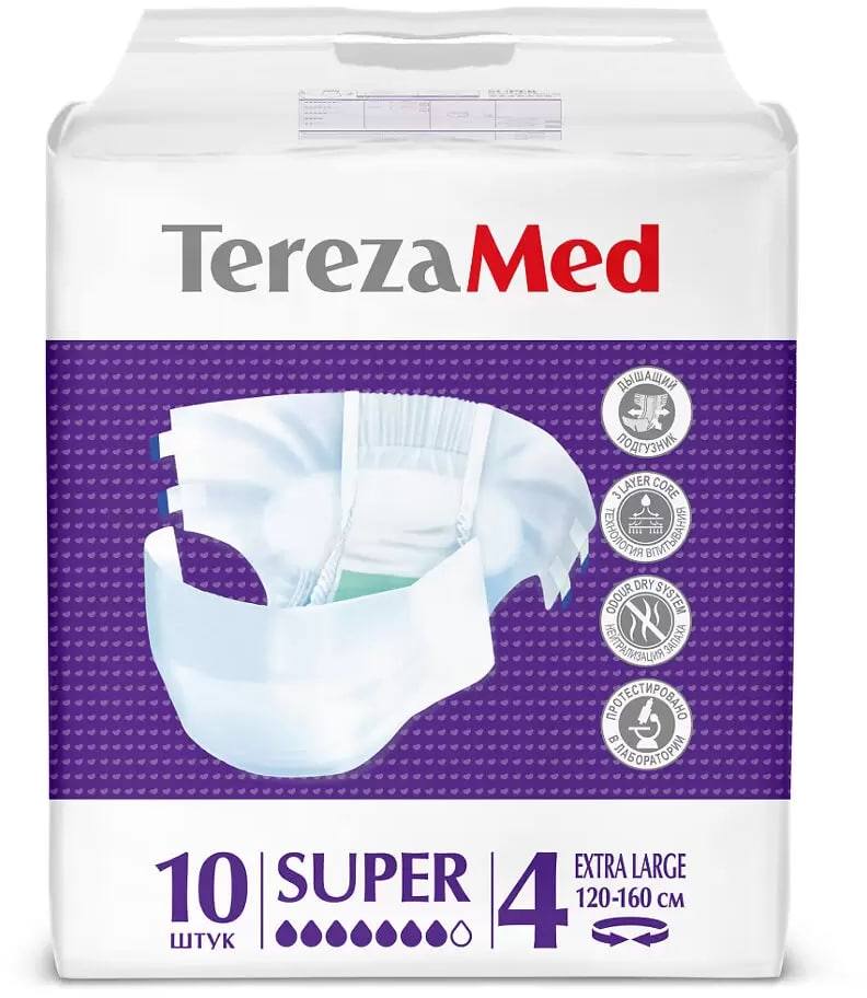 

TerezaMed, подгузники для взрослых XL Super, 10 шт.