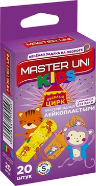 Master uni Набор Kids (пластырь бактерицидный на полимерной основе с рисунком 20 шт)