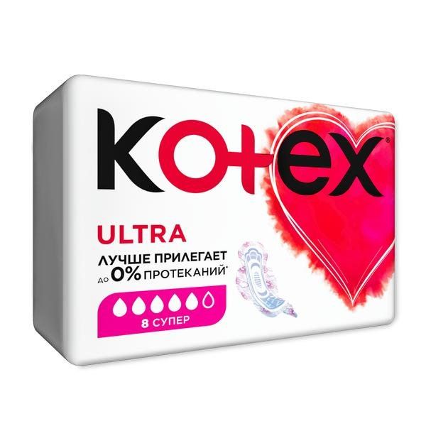 Kotex Ultra Super, прокладки, 8 шт. женские прокладки day spa ultra slim super 8шт