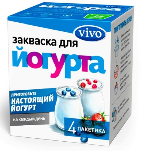 

Vivo, закваска для йогурта 500 мг, пакетики 4 шт.