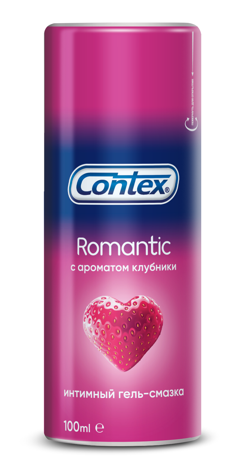 Contex Romantic, гель-смазка с ароматом клубники, 100 мл vizit лубрикант увлажняющий с ароматом клубники 50