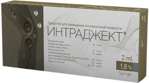 Интраджект, средство для замещения синовиальной жидкости 1,8 % 2 мл (шприц)