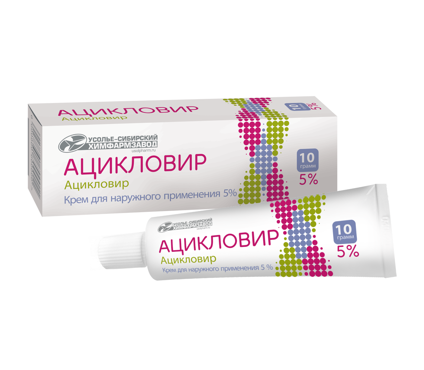 Ацикловир, крем 5%, 10 г зовиракс дуо актив крем от простуды на губах противовирусное средство ацикловир гидрокортизон 2 г