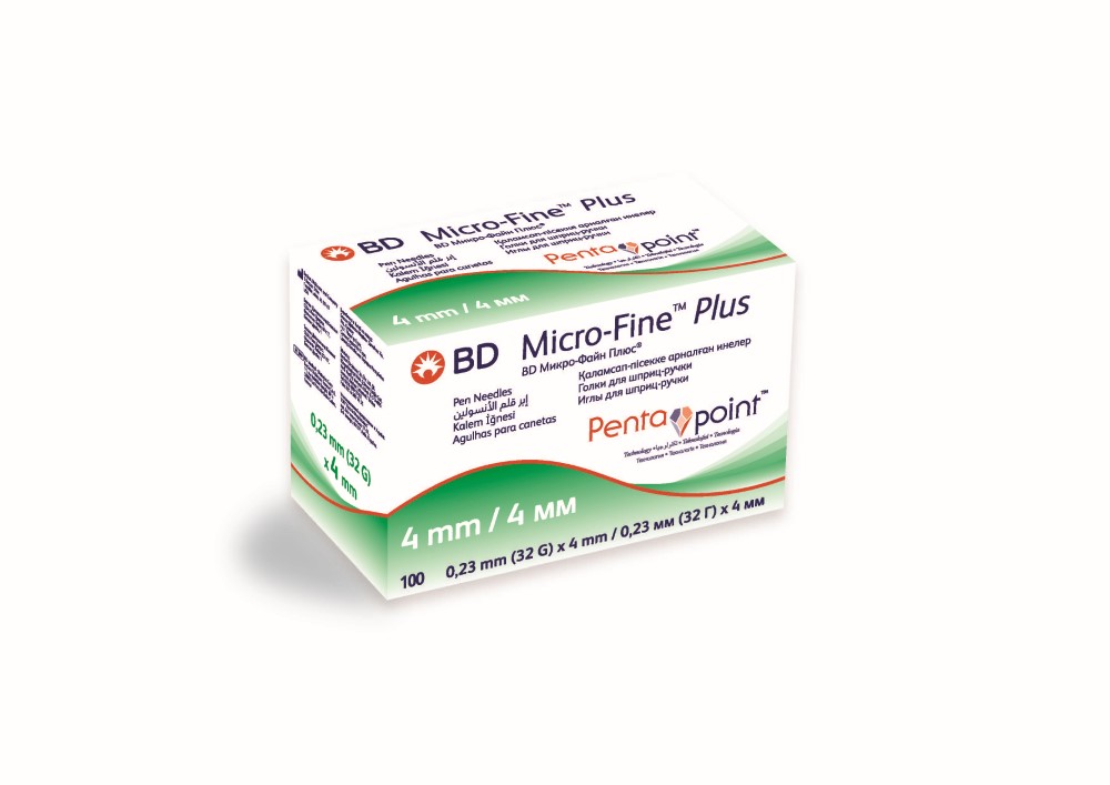 BD Micro-Fine Plus, иглы для шприц-ручки 32g (0,23 х 4 мм), 100 шт.