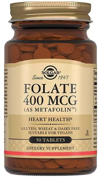Солгар Фолат (Метафолин), таблетки 400 мкг, 50 шт. фолат таблетки для рассасывания 400 мкг 50 шт