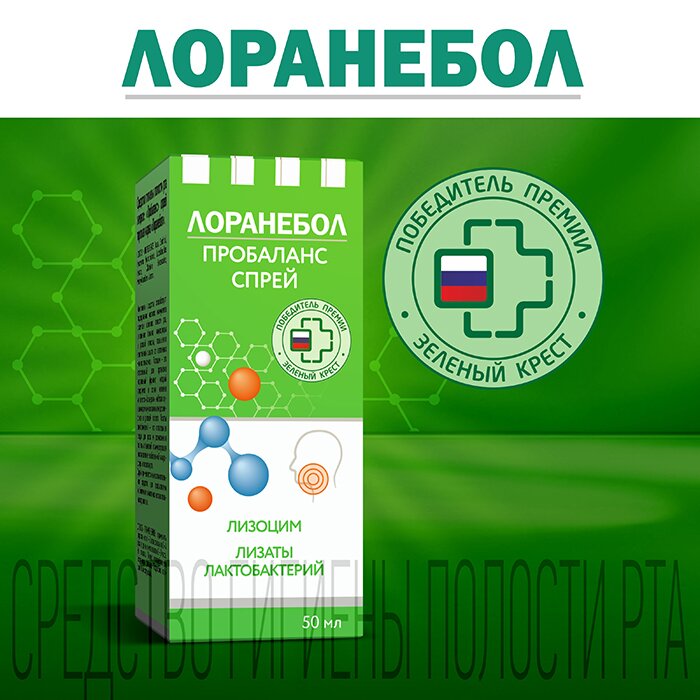 Лоранебол Пробаланс спрей для полости рта с лизоцимом и лизатами лактобактерий 50 мл