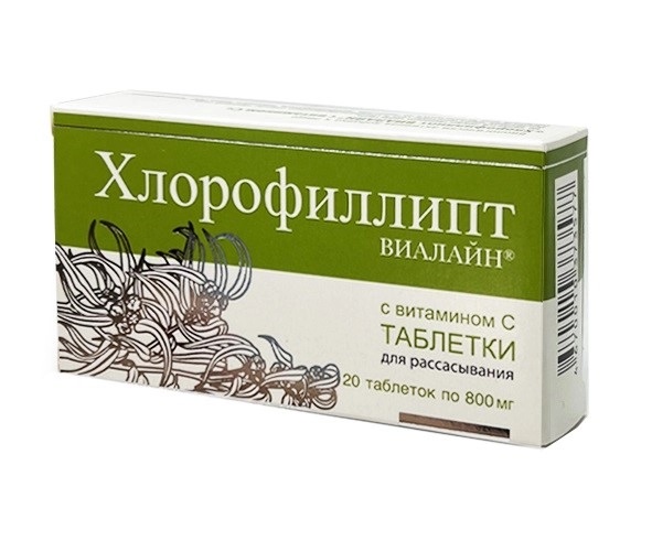 Хлорофиллипт Виалайн, таблетки для рассасывания с витамином С 800 мг, 20 шт.