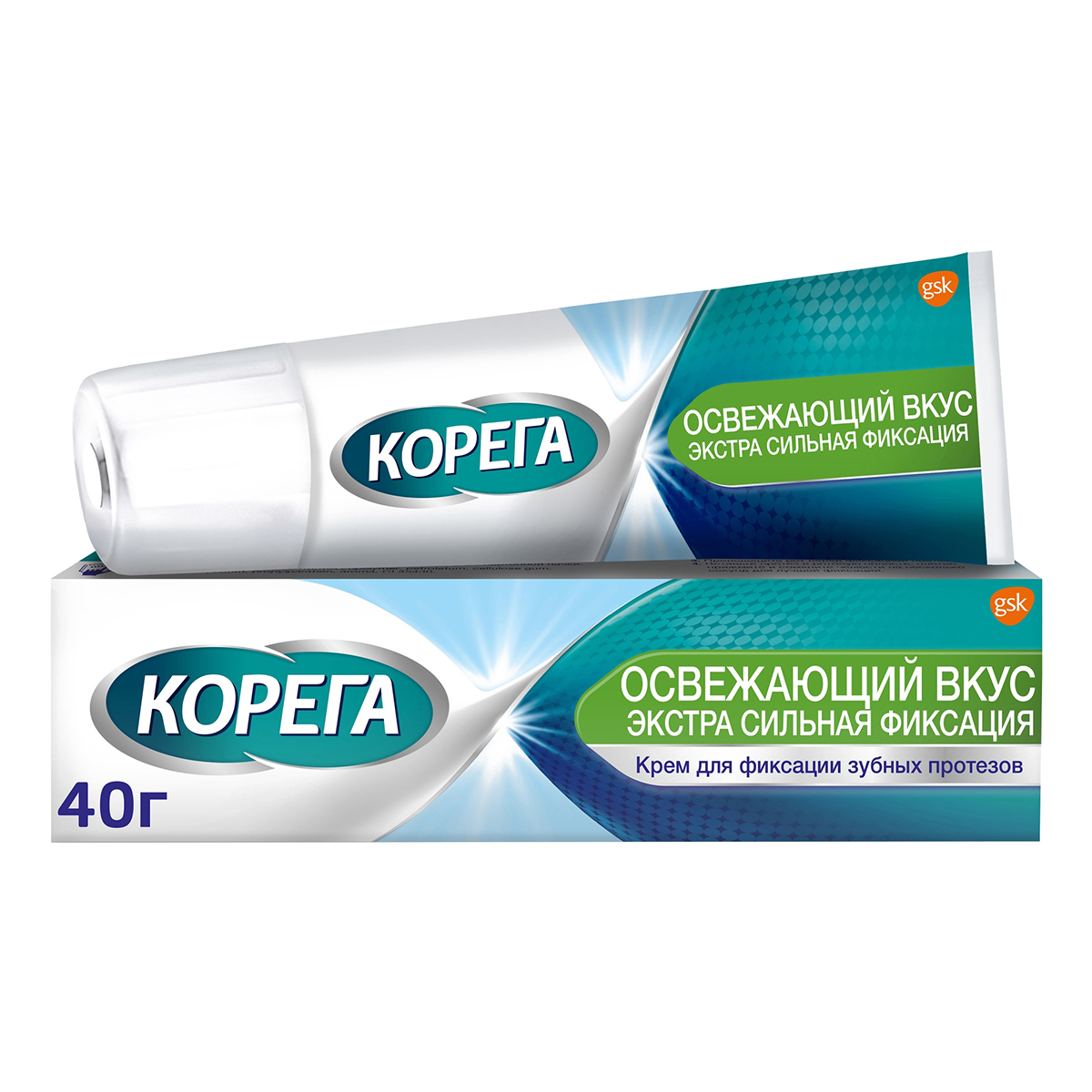 

Корега Освежающий Вкус, крем для всесторонней фиксации съемных зубных протезов с мятным вкусом, 40 г