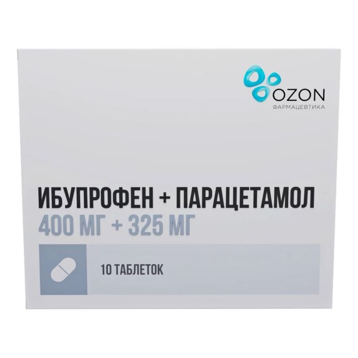 Ибупрофен+Парацетамол, таблетки покрыт. плен. об. 400 мг +325 мг, 10 шт.