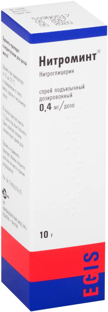 Нитроминт, спрей подъязычный 0.4 мг/доза, 10 г