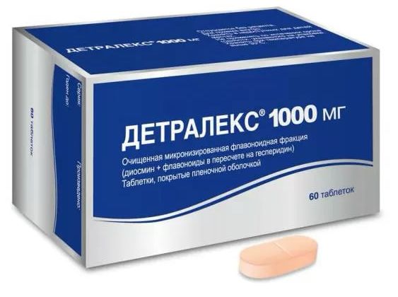 Детралекс, таблетки покрыт. плен. об. 1000 мг, 60 шт. детралекс таб п п о 1000мг 18