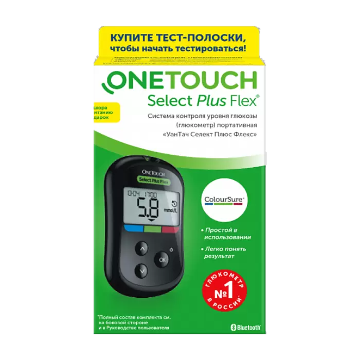 Глюкометр One Touch Select Plus Flex набор one touch верио рефлект глюкометр портативный