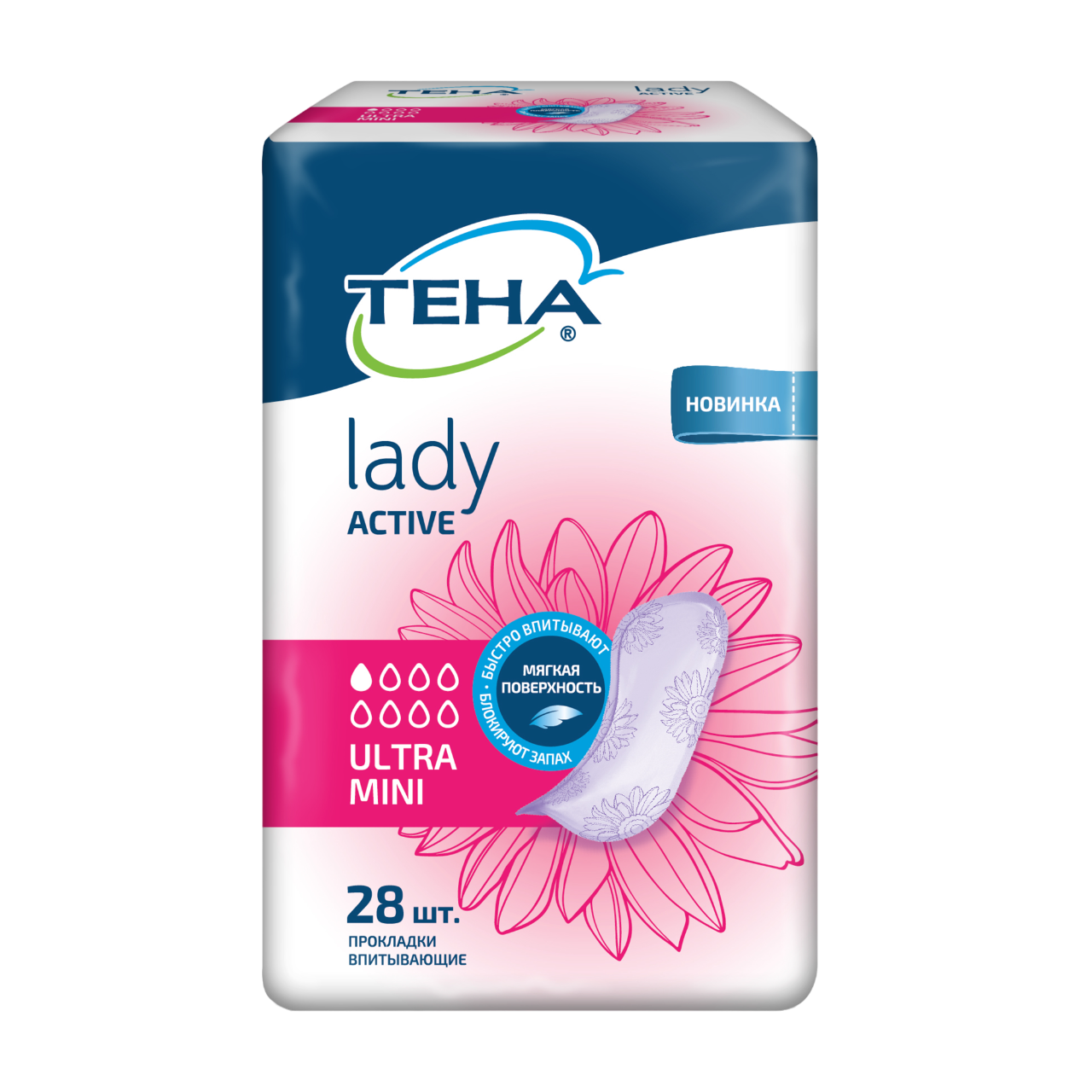 Тена Lady прокладки Active Ultra Mini, 28 шт.