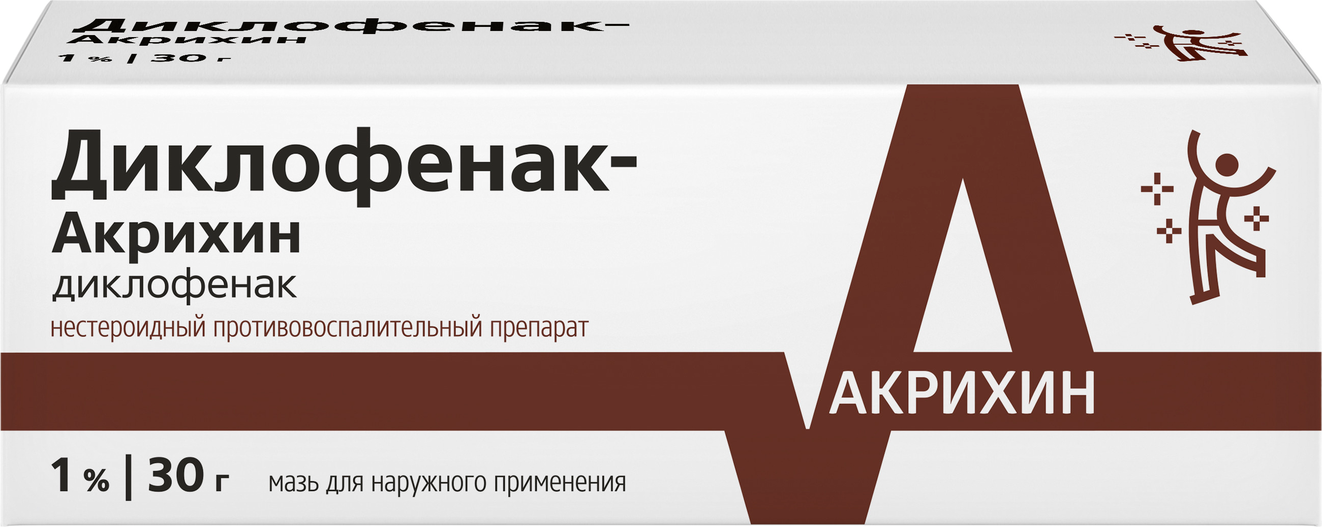 Диклофенак-Акрихин, мазь 1%, 30 г клотримазол акрихин мазь для наружного применения 1% 20г