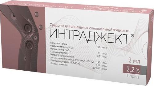 Интраджект, средство для замещения синовиальной жидкости 2,2 % 2 мл (шприц)