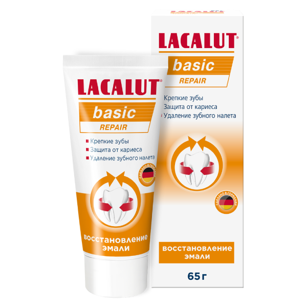 Lacalut Basic Repair, зубная паста, туба 65 г зубная паста lacalut basic 75 мл