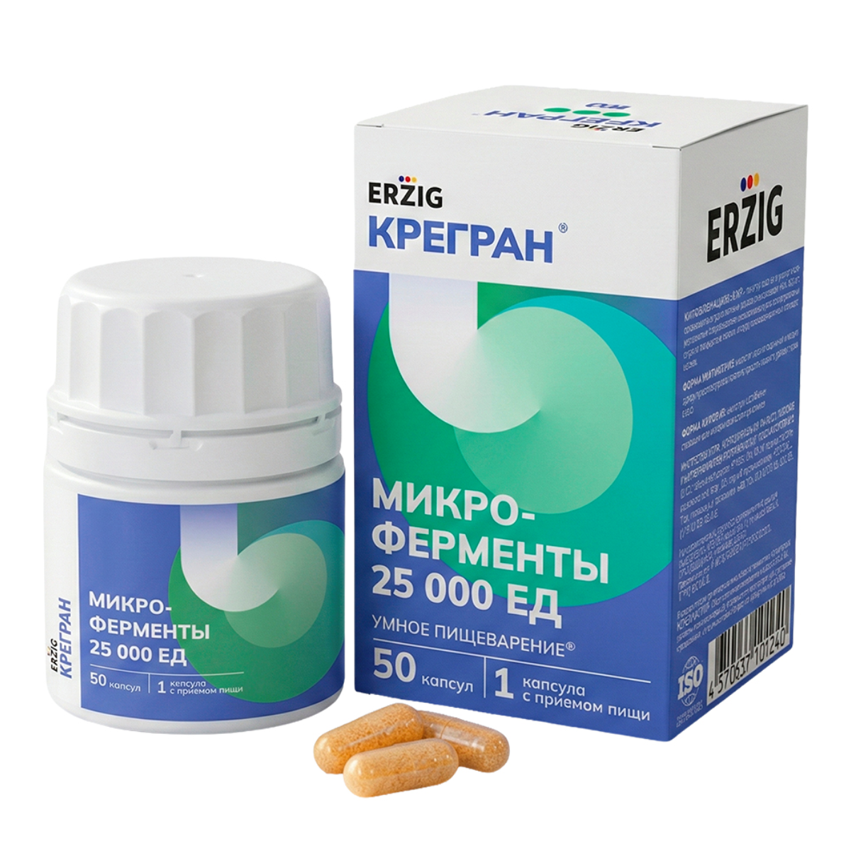 Микроферменты (Крегран), капсулы 25000 ЕД, 50 шт.