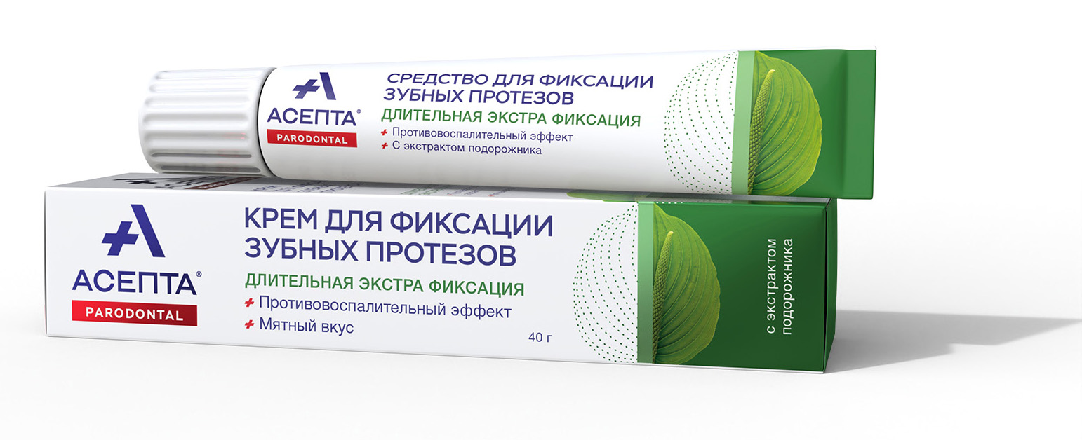Асепта, крем для фиксации зубных протезов (мятный вкус) 40 г