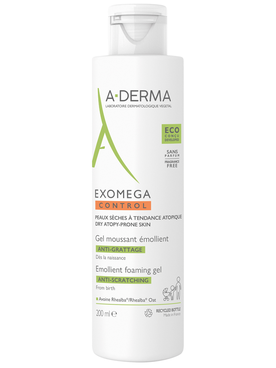A-Derma Exomega Control гель смягчающий, пенящийся для сухой кожи, 200 мл