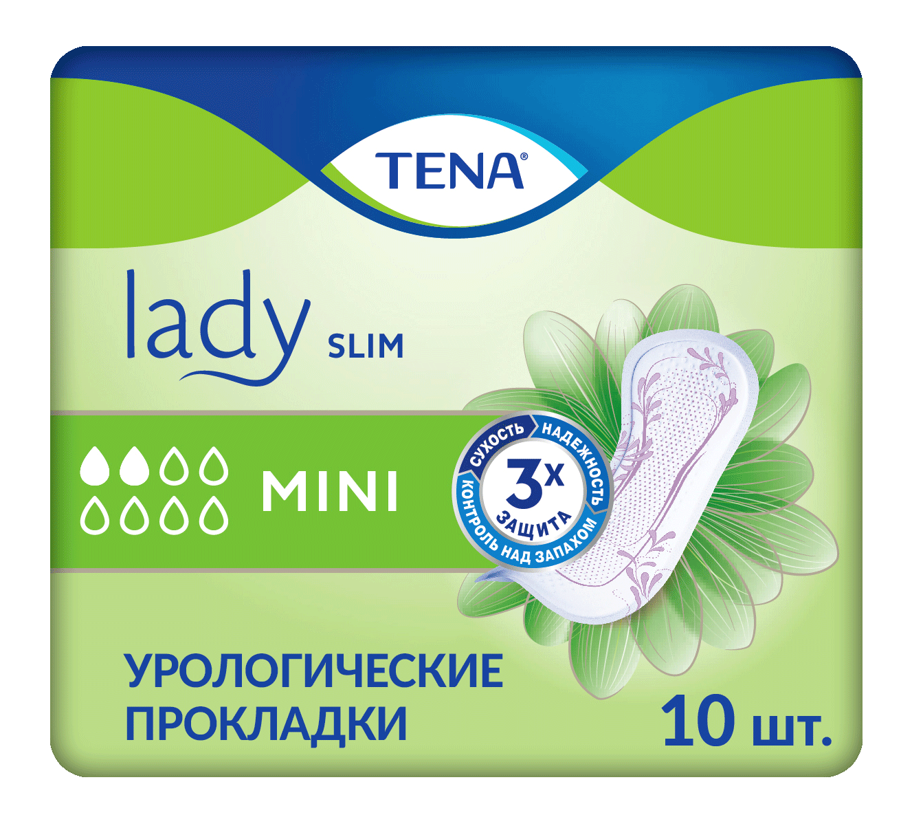 Тена Lady Слим Мини, прокладки урологические, 10 шт. тена lady прокладки урологические слим экстра плюс 8 шт