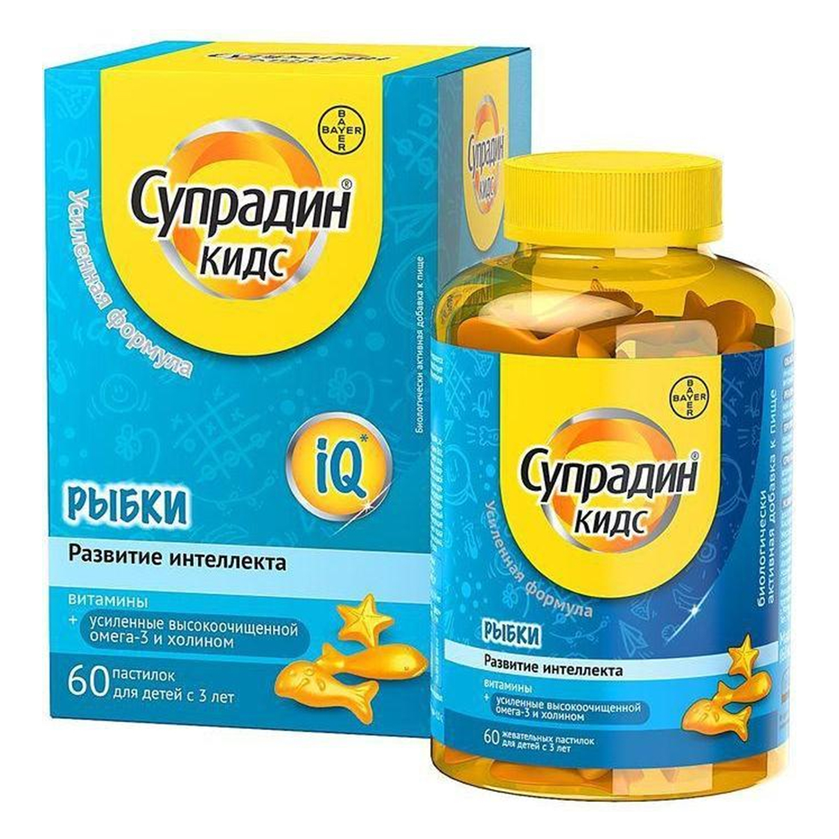 Супрадин Кидс Рыбки, пастилки жевательные 4 г, 60 шт.